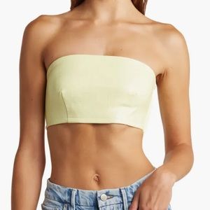 NWT, Good American, Faux Leather Bandeau Top, Yellow, Size XXL